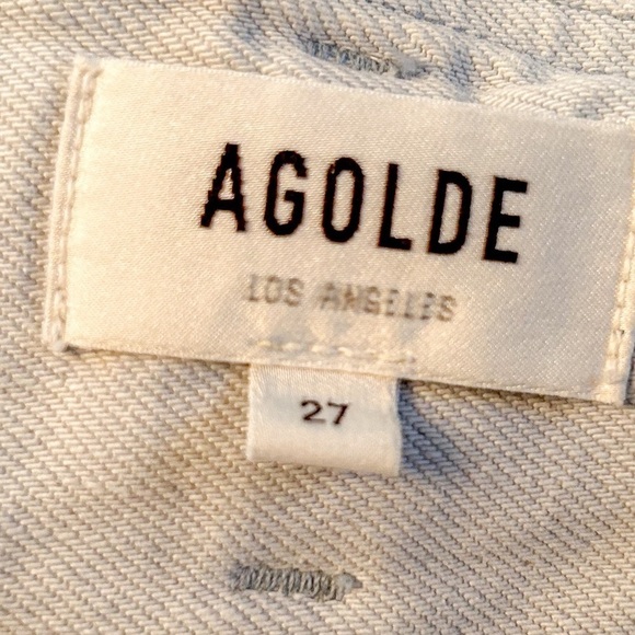 Agolde High Rise White and Blue Jeans Relaxed Fit - Picture 11 of 16
